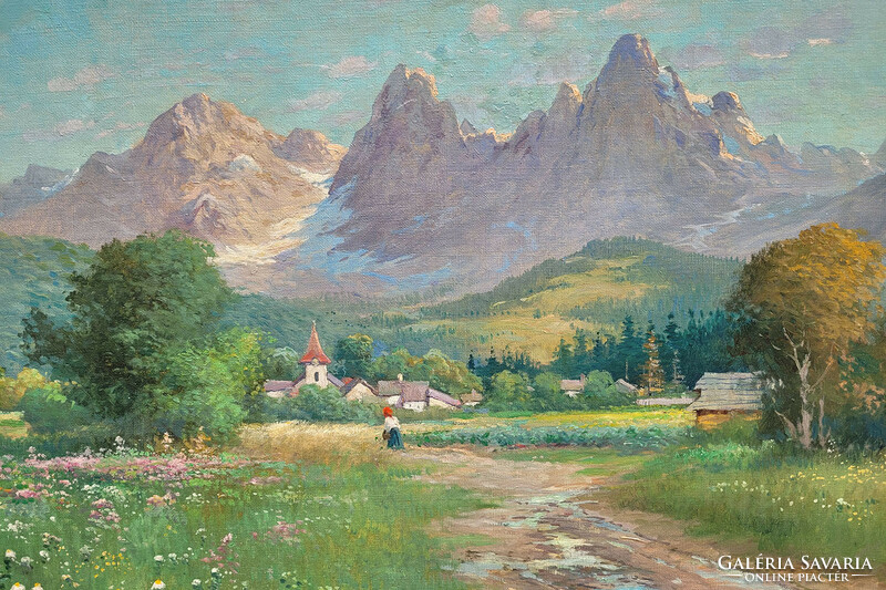 Zorkóczy Gyula (1873-1932) Tájkép 100x125cm | Tátra Alpok Alpesi Táj