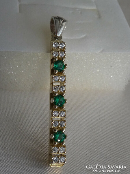 Emerald stone silver pendant with bronze coating