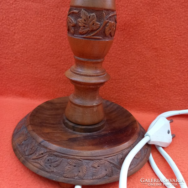 Carved, wooden, table lamp. Working.