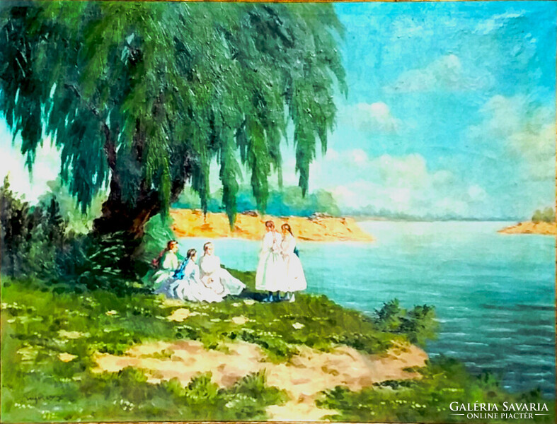 Sándor Nyilasy (1873 - 1934): girls on the banks of the Tisza