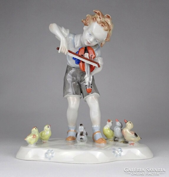 1M910 metzler - ortloff violin playing porcelain boy 17.5 Cm