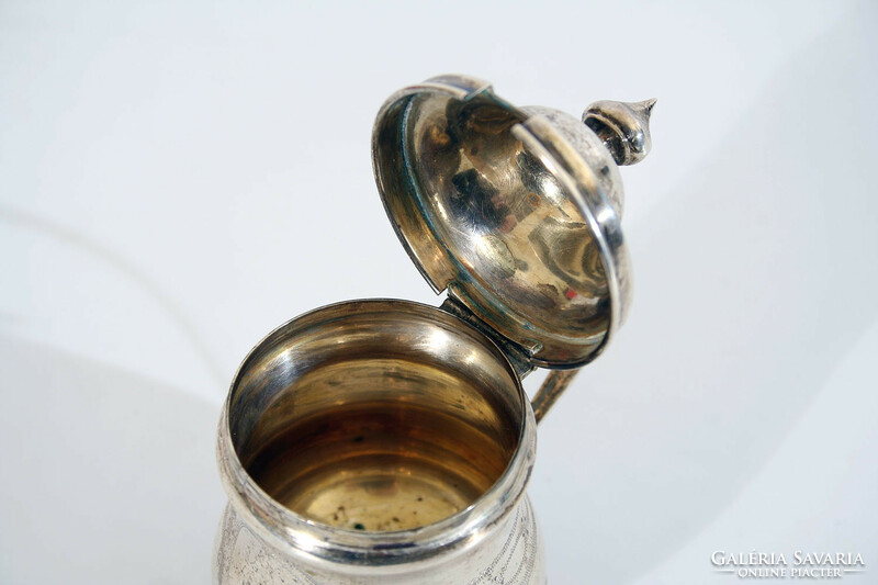 Antique silver mustard holder German 10cm 63g | Mustard container with lid and handle