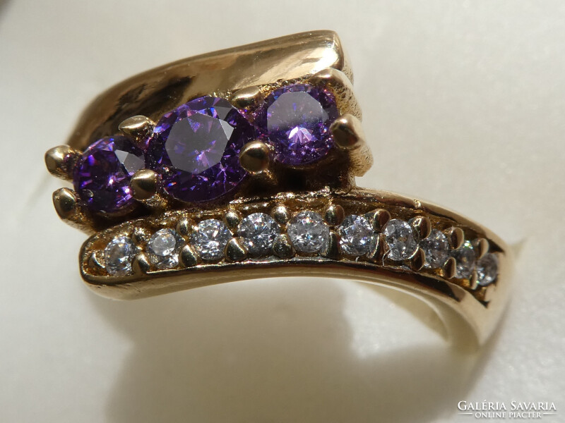 Silver 56 women's ring decorated with amethyst stones
