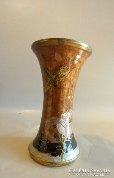 Szecessziós stílusú tűzzománc réz váza design Alkudható!