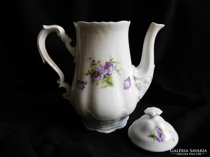 Antik, lila mákvirágos teáskanna
