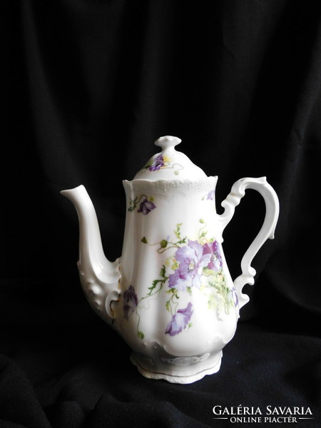 Antik, lila mákvirágos teáskanna