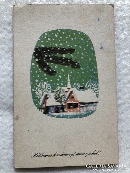 Régi rajzos Karácsonyi képeslap -   Máté András   rajz                -5.