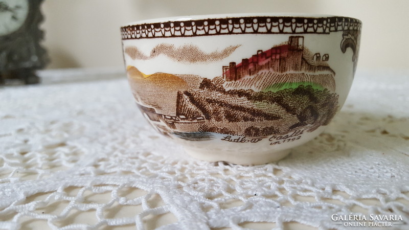 English faience, old britain castles multicolor sugar bowl