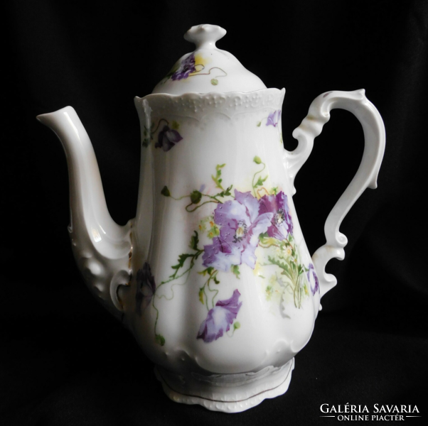 Antique purple poppy flower teapot