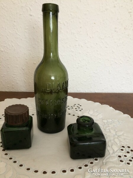 Old green bottles in a package