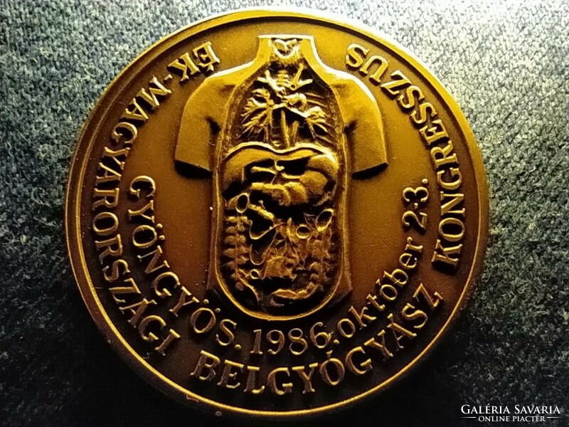 Magyarországi Belgyógyász Kongresszus Gyöngyös 1986 bronz érem (id64551)