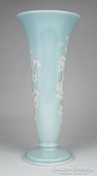 1M902 Régi ritka Bakos Éva halvány kék Herendi porcelán váza 22.5 cm