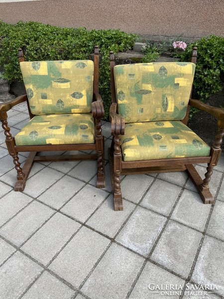 Vászon huzattal kényelmes régi fotelek párban
