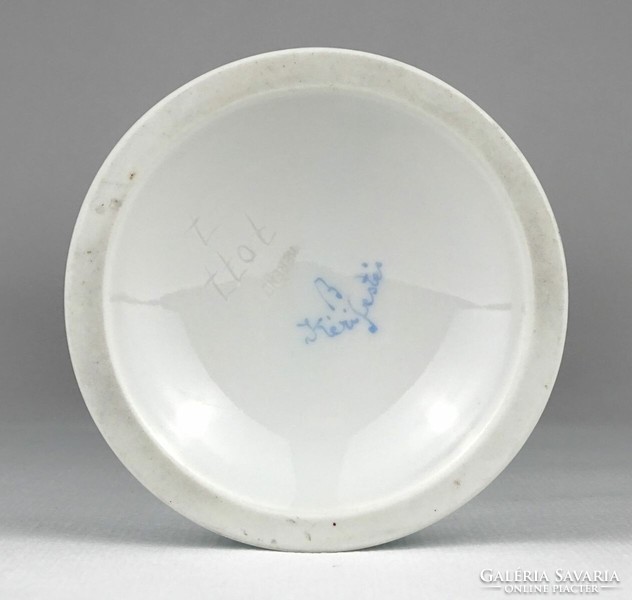 1M902 Régi ritka Bakos Éva halvány kék Herendi porcelán váza 22.5 cm