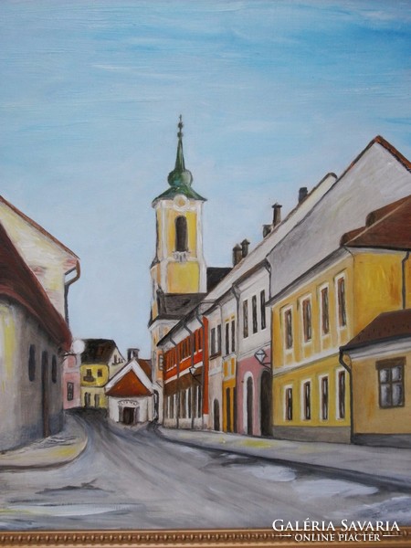 Szentendre street contemporary painting in a wonderful picture frame