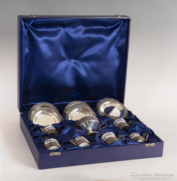 Silver 6-person coffee set in gift box