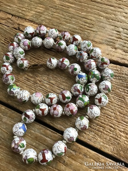 Old Chinese fire enamel string of beads
