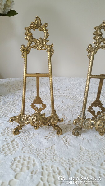 Old, Victorian-style brass easel, plate holder, picture holder 2 pcs.