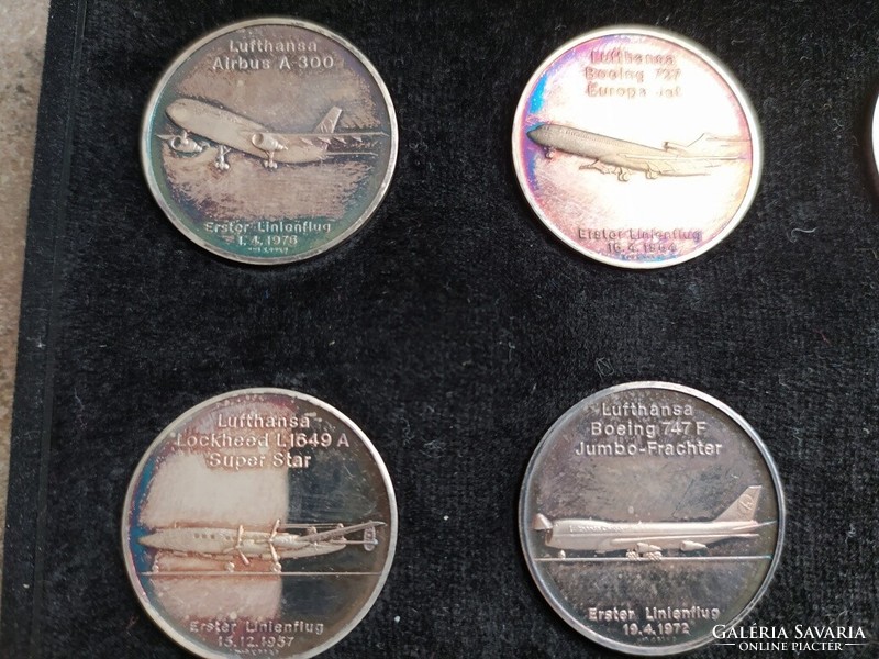 Lufthansa Erster Liniennflug ezüst emlékérem 15 db-os gyűjtemény 9,79 g/db (id71399)