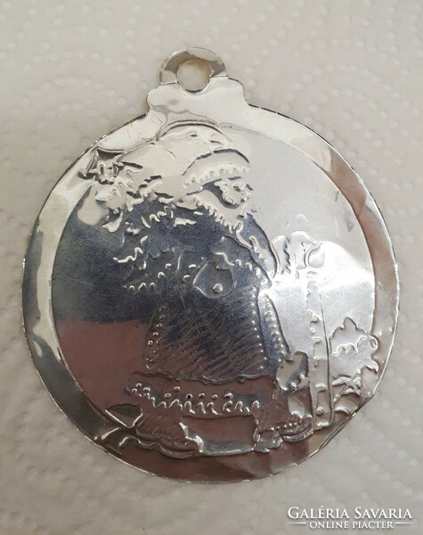 Karácsonyfadísz Szeiler fém fólia, dombornyomott, Mikulás-Télapó jelzett 7 cm