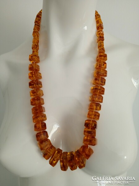 Vintage pressed amber large necklace / not plastic... /