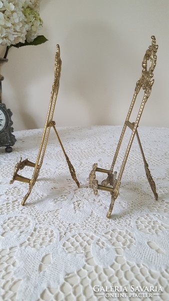 Old, Victorian-style brass easel, plate holder, picture holder 2 pcs.