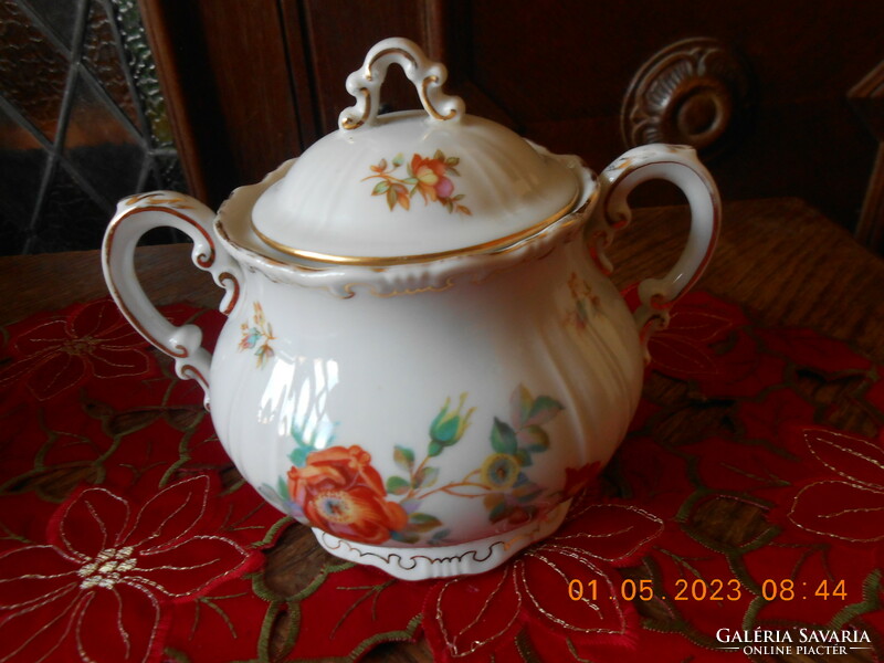 Zsolnay wild rose patterned sugar bowl