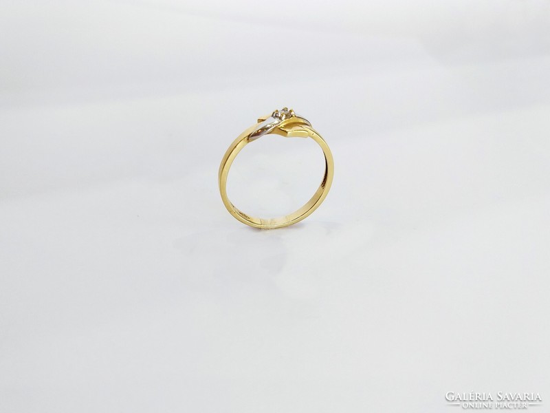 14K. New, women's gold ring with bow, diamond / brilliant stone (no.: 26)