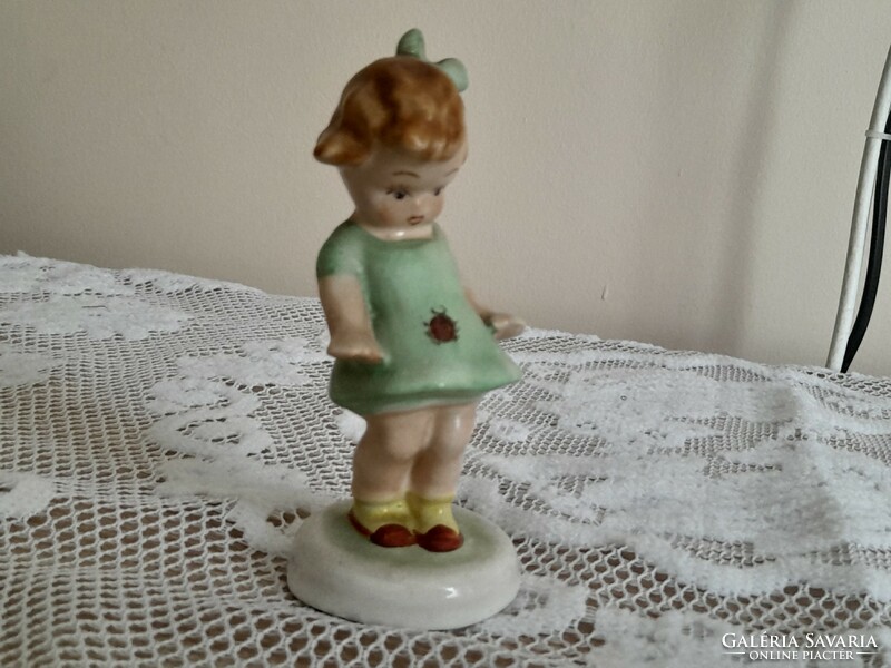 Bodrogkeresztúr ladybug girl in green dress and green bow