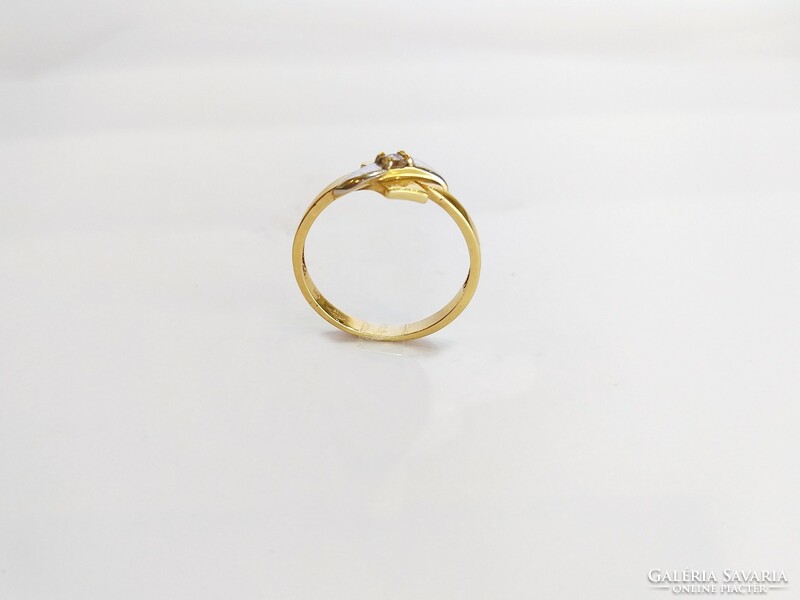 14K. Új, női masnis arany gyűrű, gyémánt / brill kővel (No.: 26)
