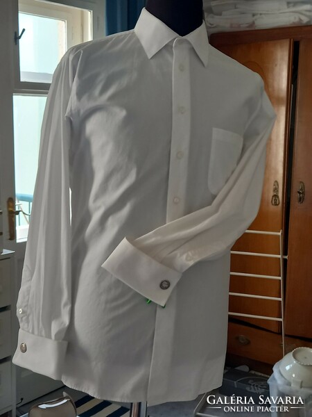 Calvin Klein márkás mandzsettás fehér férfi ing, márkás slim fit férfi ing!