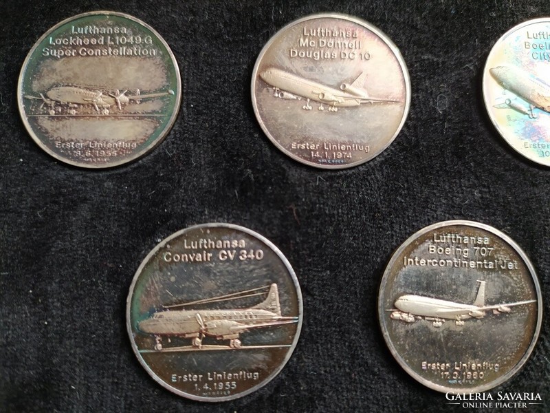 Lufthansa erster liniennflug silver commemorative medal collection of 15 pieces 9.79 g/piece (id71399)