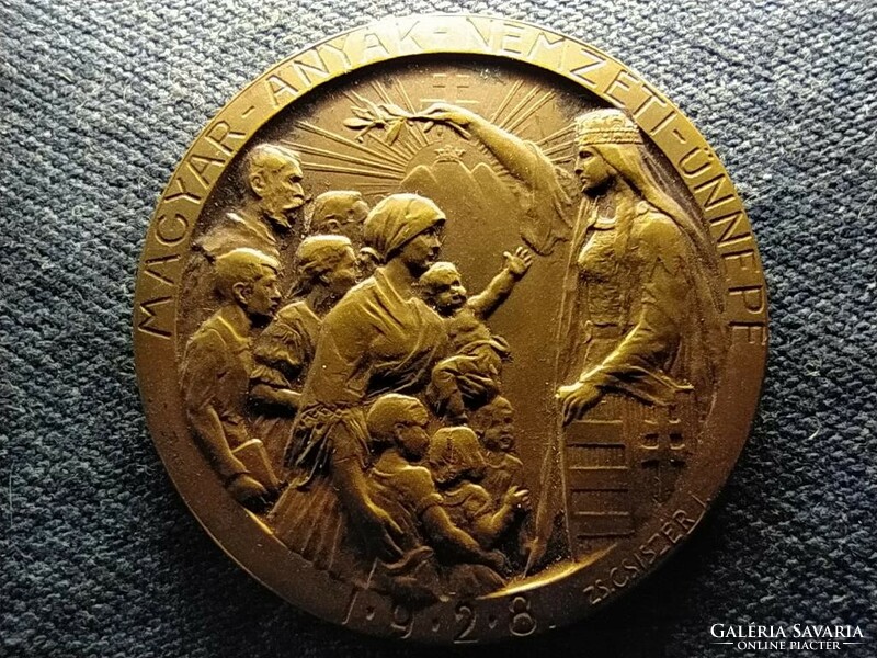 Hungarian Mothers' National Day 1928 bronze commemorative medal 40mm (id70303)