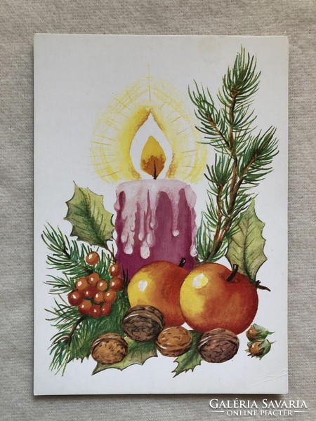 Grafikus Karácsonyi képeslap - Bakai Piroska grafika   -  Postatiszta
