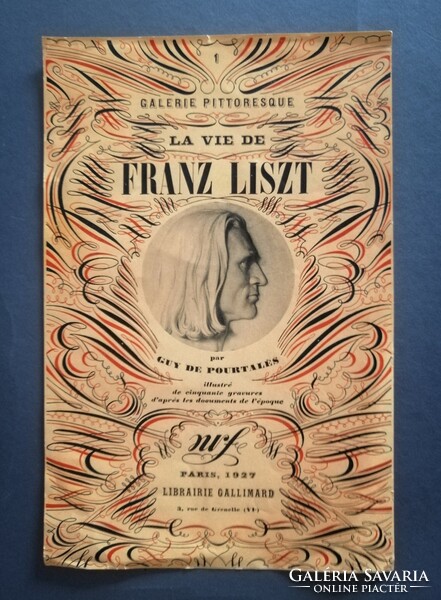 La Vie de Franz Liszt, art-deco könyv eredeti mintanyomat 1927 Párizs