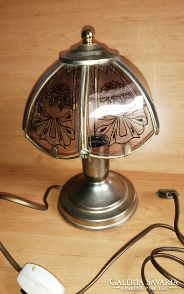 Retro üveglapos asztali éjjeli lámpa - 26 cm magas