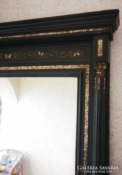 Antik 1800-as évek Boulle álló tükör posztamens szobortartó viràgtartó résszel kastély kúria