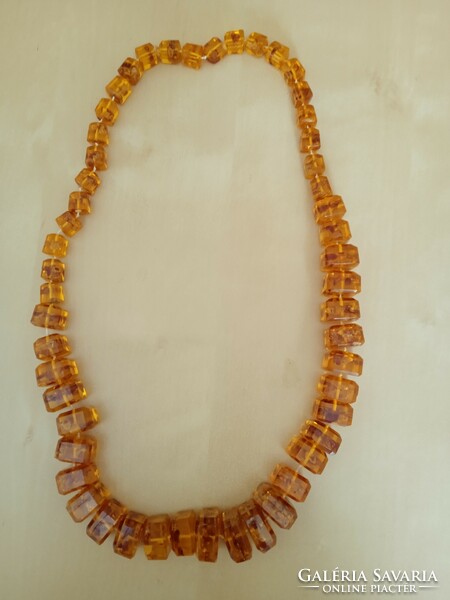 Vintage pressed amber large necklace / not plastic... /