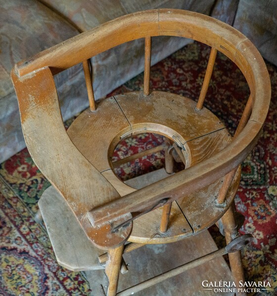 Children's wooden high chair and table