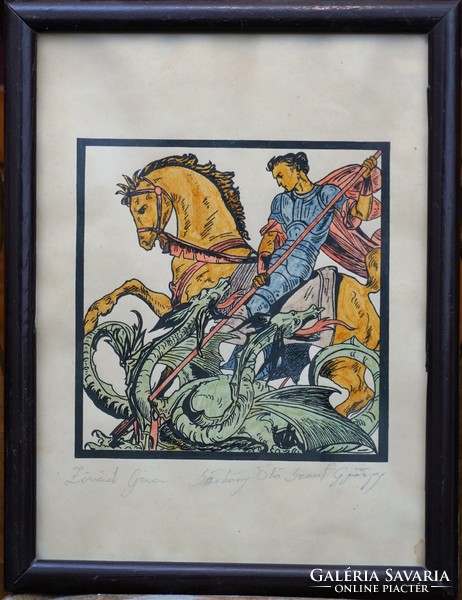 Zórád gauze colored linocut - dragon slaying holy pearl