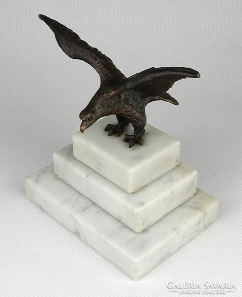 1M921 old bronze trianon turulbird on a marble plinth