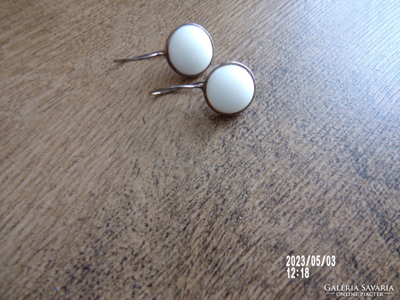 Beautiful old milk glass silver earrings