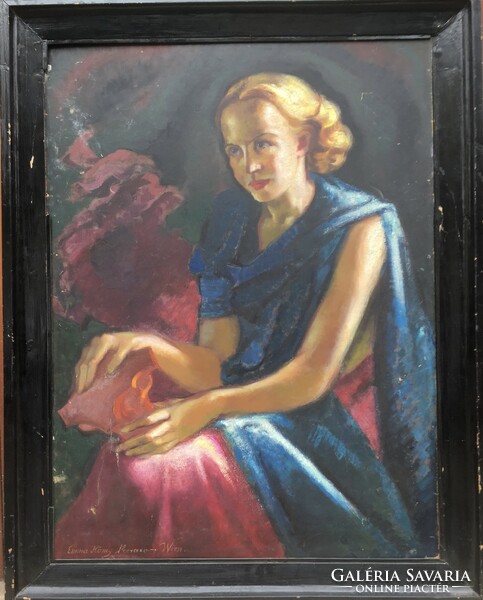 Emma Hönig ,( Vestator ) 1930- as alkotása.  2 festmény egy falemezen !