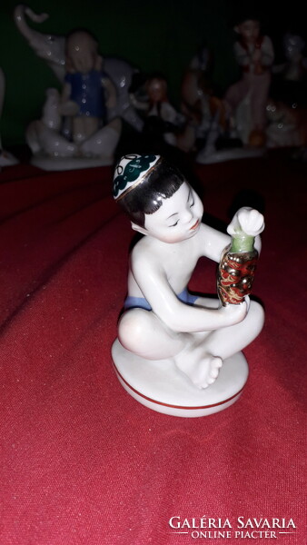 Antique cccp Russian gilded Lomonosov porcelain figure of a child looking at grapes 7x5 cm according to the pictures