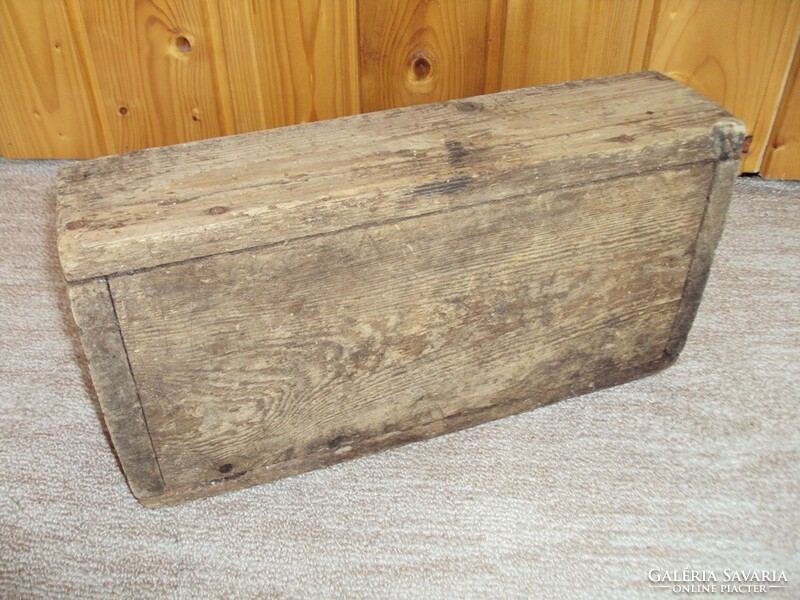 Antique old unique wooden box chest storage tool carrier tool loft style design