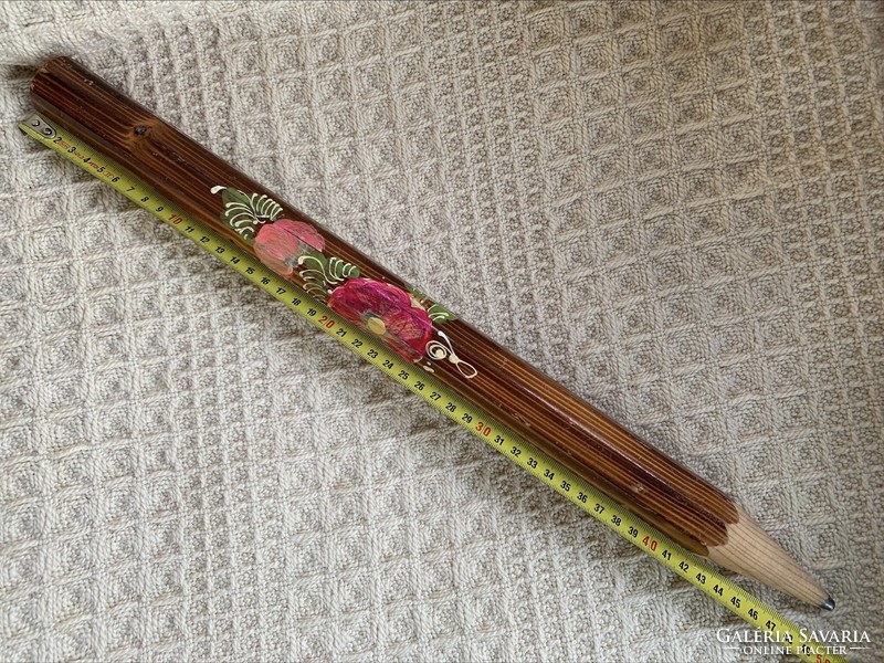 Giant Transylvanian painted wooden pencil, large size 49 cm!