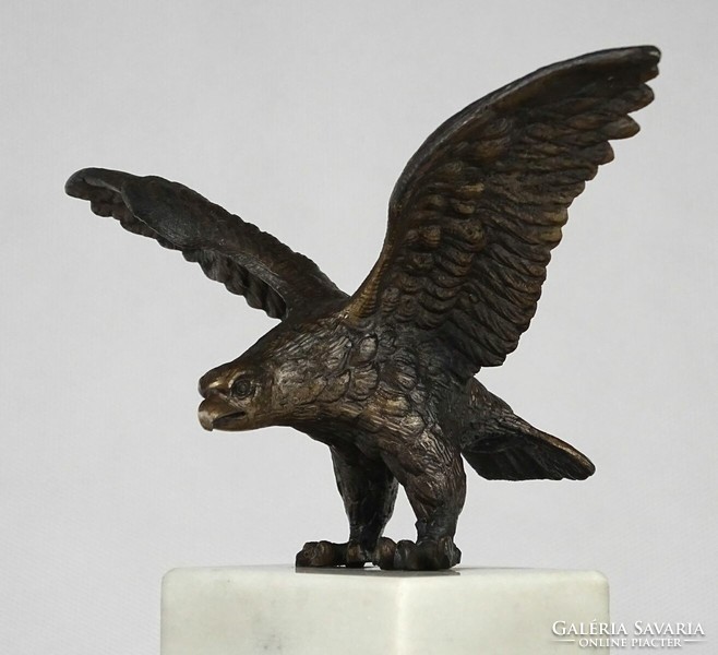 1M921 old bronze trianon turulbird on a marble plinth