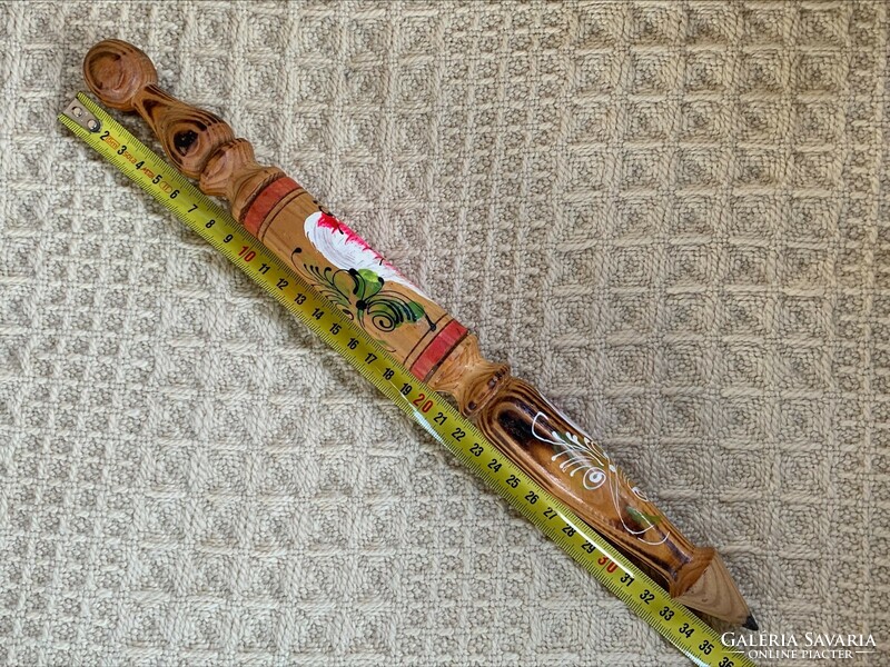 Giant Transylvanian painted wooden pencil, large size 36 cm.