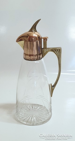 Art Nouveau copper liqueur jug, carafe, pouring spout