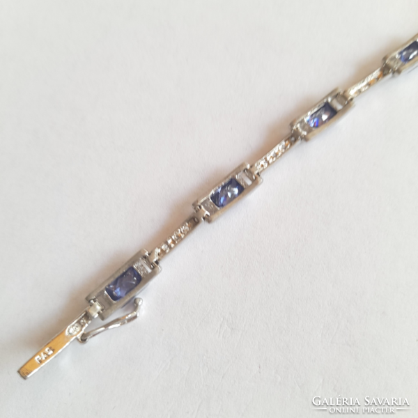 Old Hungarian silver bracelet with blue and white stones